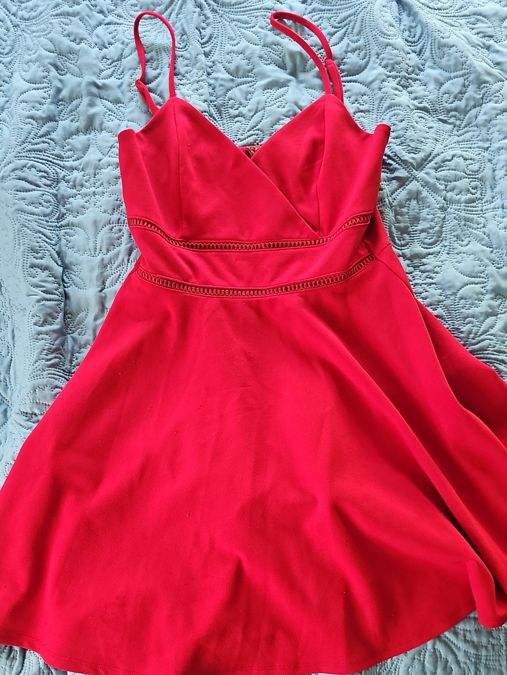 Red Formal Mini Dress with Waistband Cutout